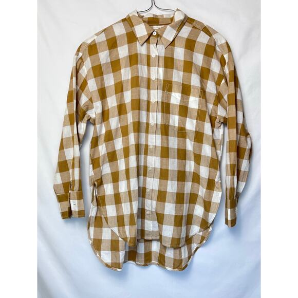 NWT Maeve Women's Size Small Buffalo Check Button Up Long Sleeve Blouse Shirt - Picture 1 of 7